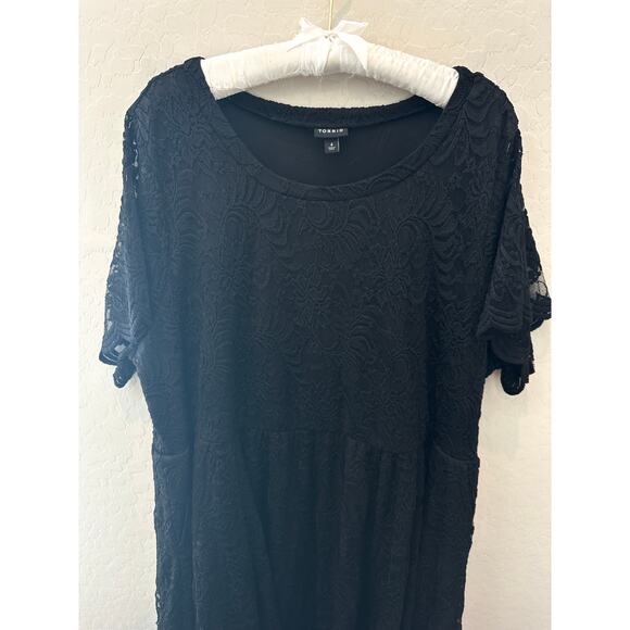 TORRID | Black Lace Overlay Fit & Flare Midi Dress Plus | Size 4X - Picture 2 of 8